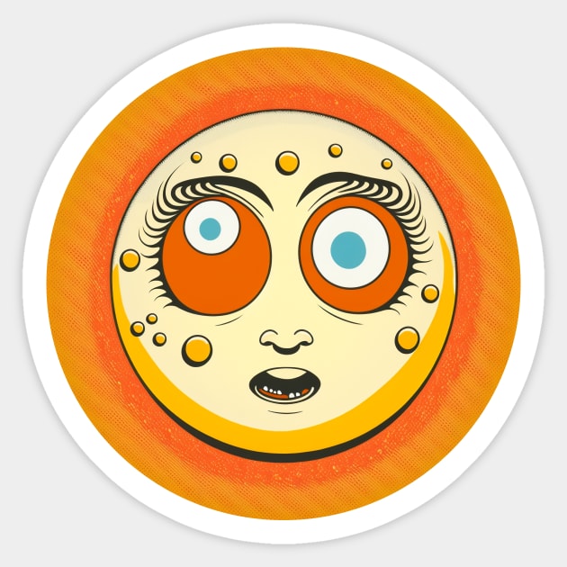 Crazy Moon Face Sticker by TheJadeCat